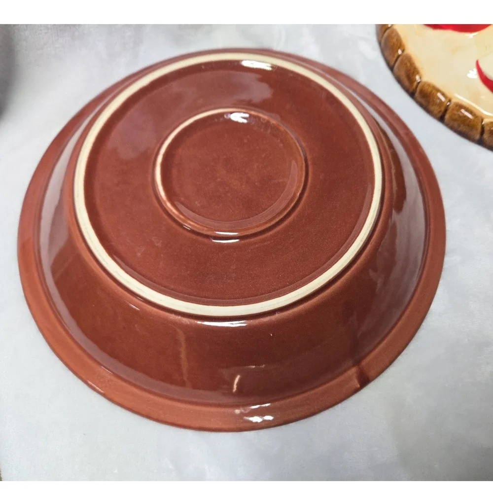 Farmhouse Apple Pie Baker Covered Ceramic Pie Plate Portugal Style 2-piece Set